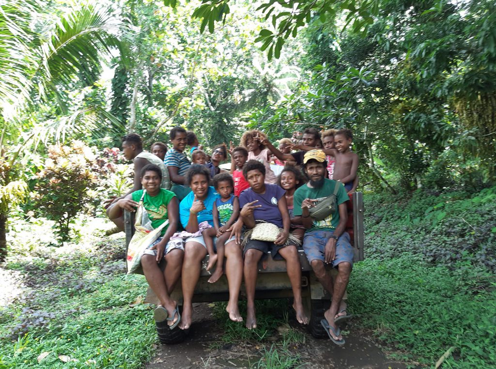 Truck laden with villagers, mode of transport around the Island